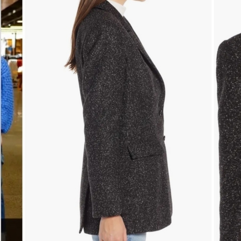 Something Navy Womens Bouclé Tweed Blazer size XS - Picture 2 of 10